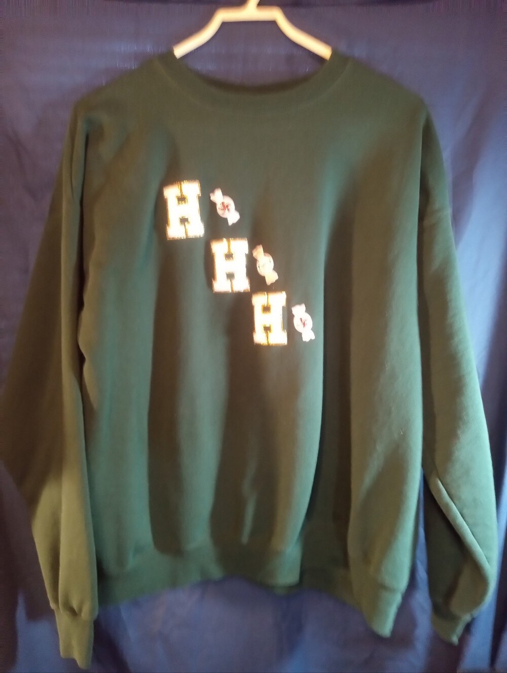 Hanes Green with Embroidered Christmas Sweatshirt
